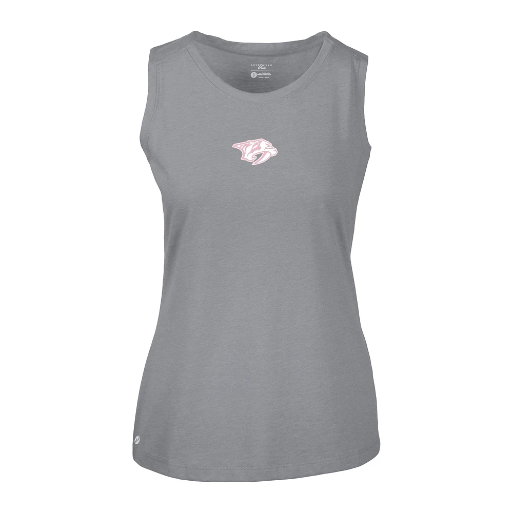 Women's Levelwear  Gray Nashville Predators Mother's Day Macy Core Logo Tank Top