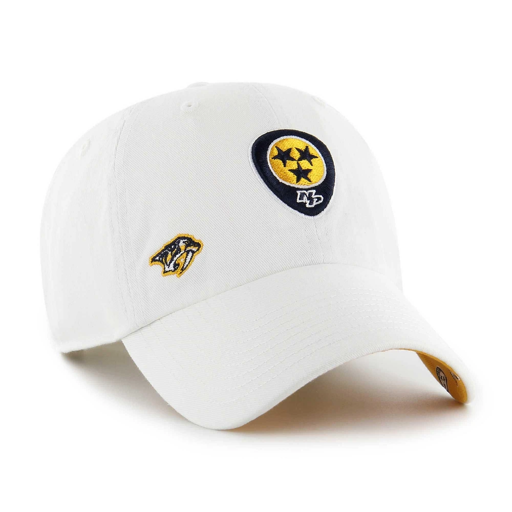 Women's '47 White Nashville Predators Confetti Clean Up Adjustable Hat