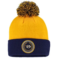 Women's adidas Gold Nashville Predators Laurel Cuffed Knit Hat with Pom