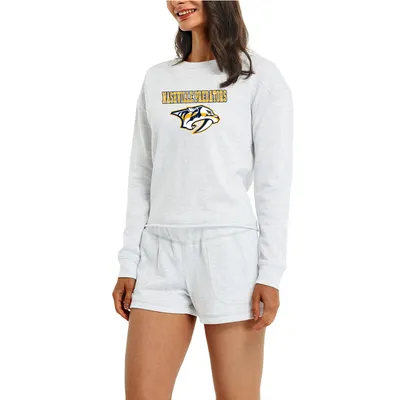 Nashville Predators Concepts Sport Women's Crossfield Long Sleeve Top & Shorts Sleep Set - Cream