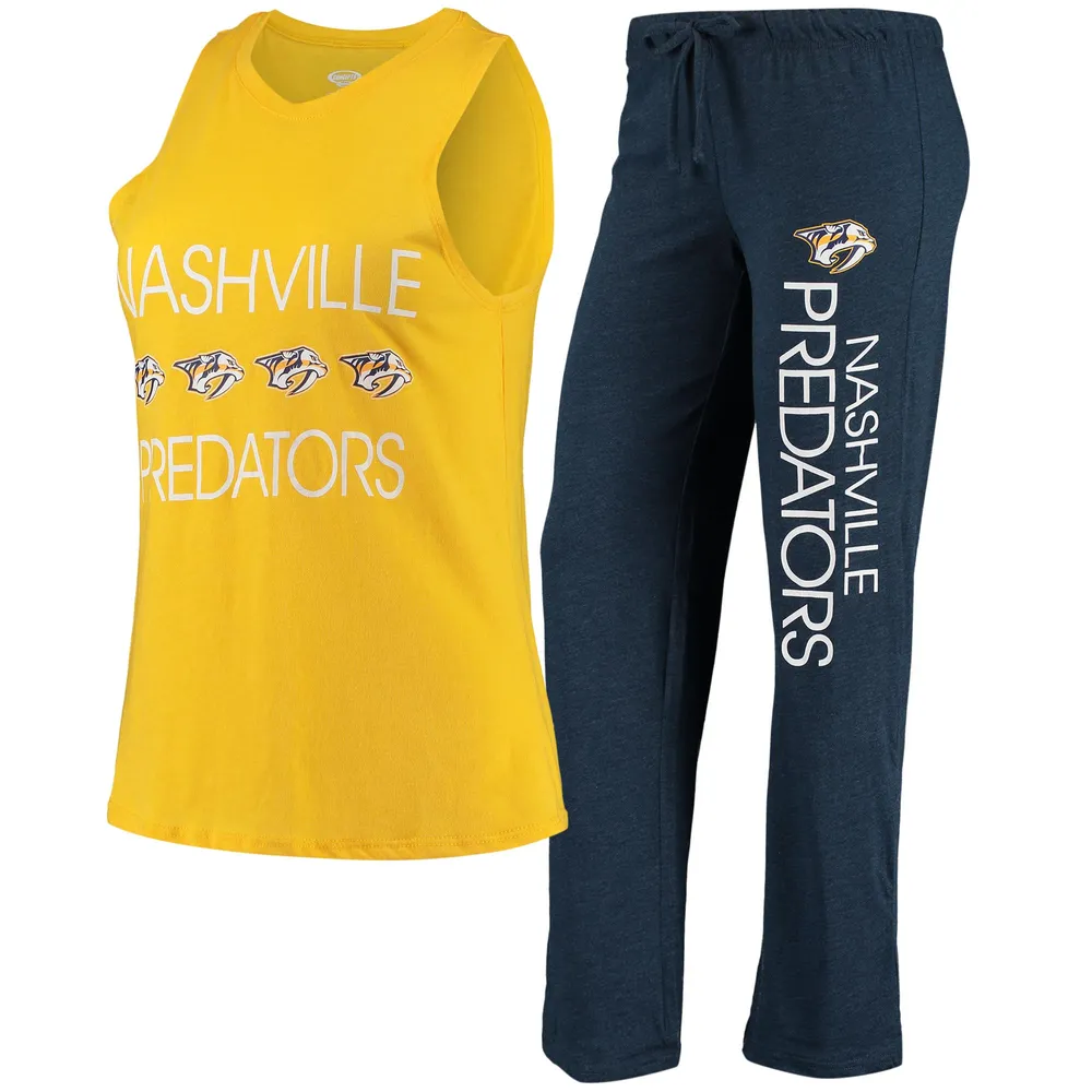 Ensemble de nuit avec débardeur et pantalon Concepts Sport pour femmes, or/bleu marine, Nashville Predators Meter