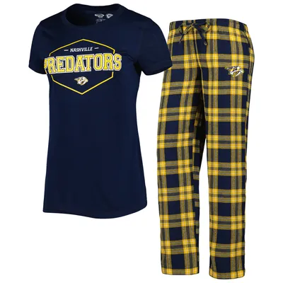 Nashville Predators Concepts Sport Women's Badge T-Shirt & Pants Sleep Set - Navy/Gold