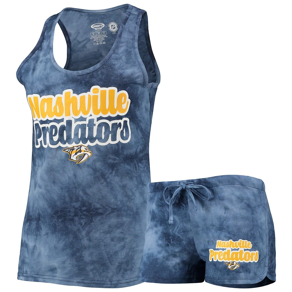 Ensemble débardeur et short Concepts Sport pour femmes, Nashville Predators, Billboard, dos nageur, bleu marine