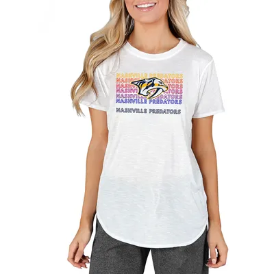 Women's Antigua Heather Gray Nashville Predators Primary Logo Team Logo  Victory Crewneck Pullover Sweatshirt