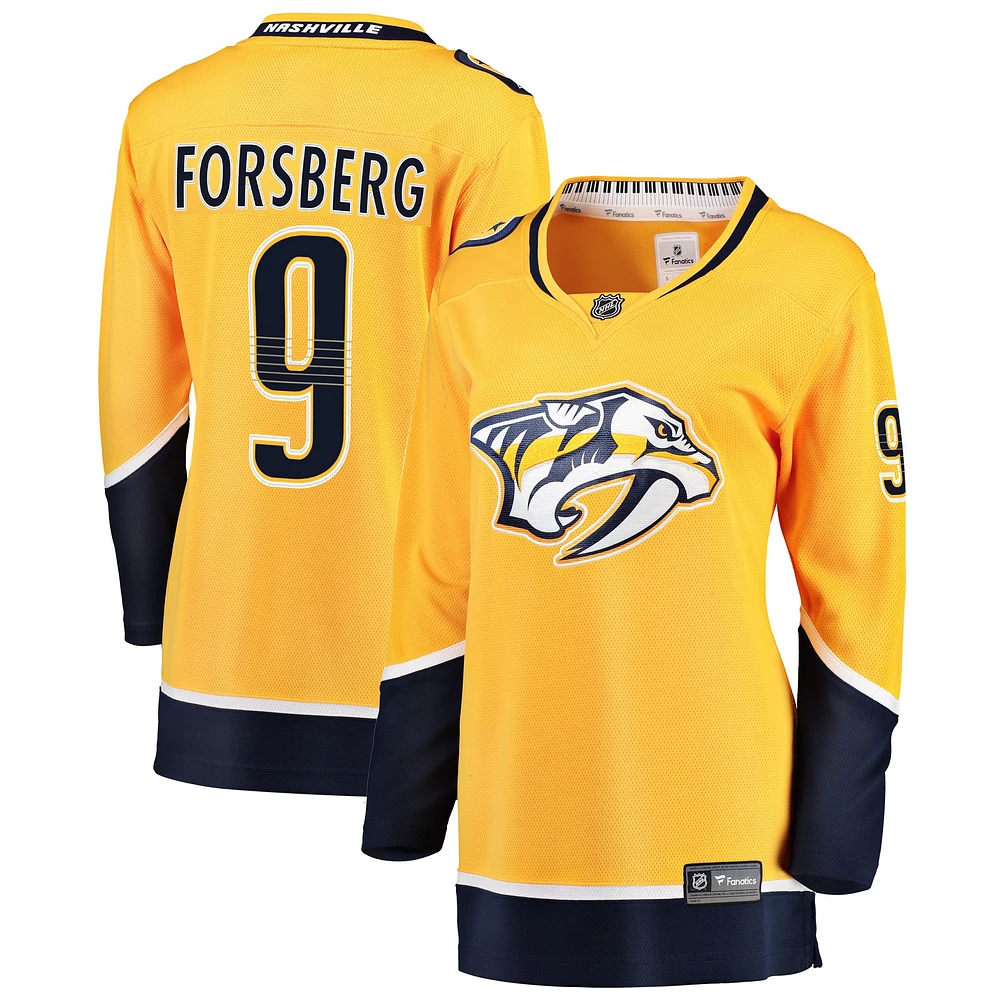 Maillot de joueur échappé des Predators Nashville doré Filip Forsberg Fanatics pour femmes