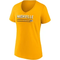 Women's Fanatics Gold/Heathered Gray Nashville Predators 2-Pack V-Neck T-Shirt Set