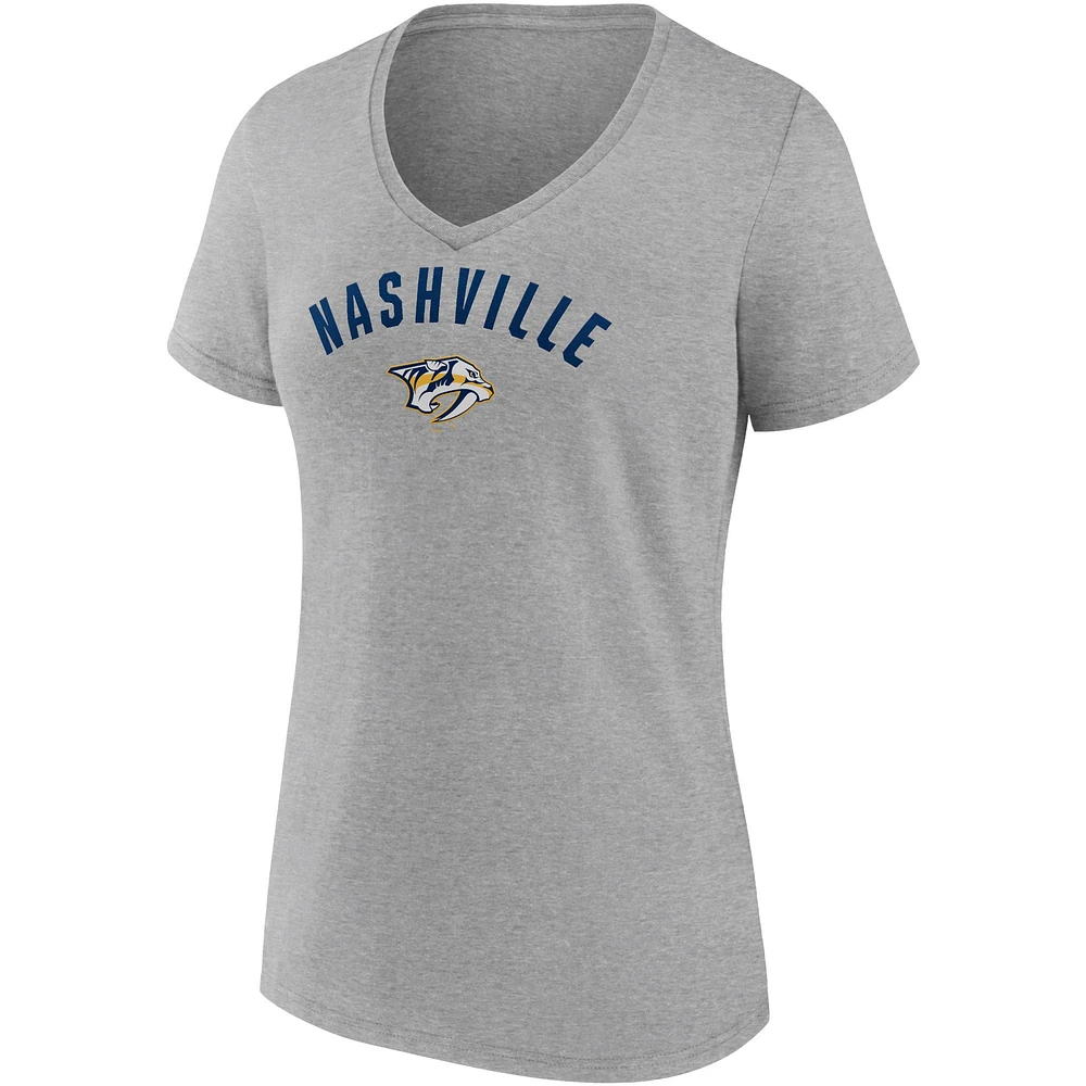 Women's Fanatics Gold/Heathered Gray Nashville Predators 2-Pack V-Neck T-Shirt Set