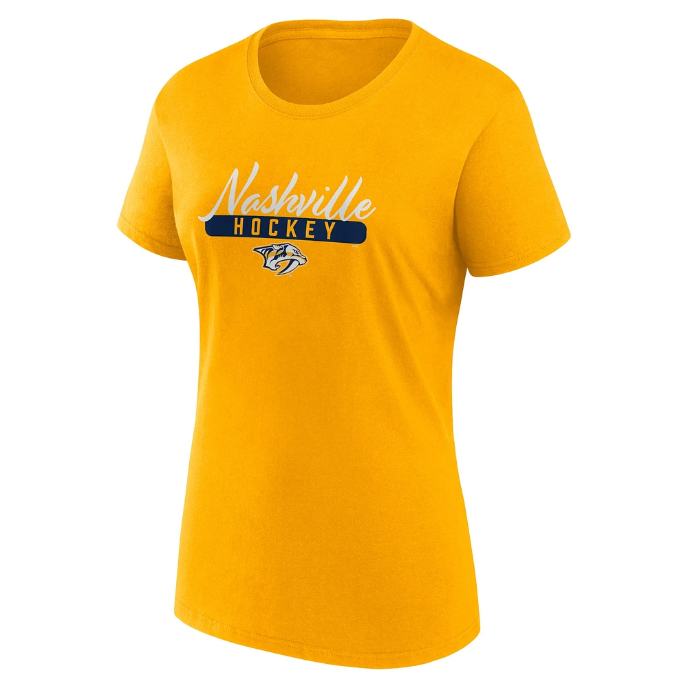 Women's Fanatics Gold/Navy Nashville Predators Two-Pack Fan T-shirt Set