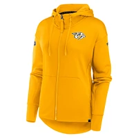 Women's Fanatics  Gold Nashville Predators Authentic Pro Scuba Full-Zip Hoodie