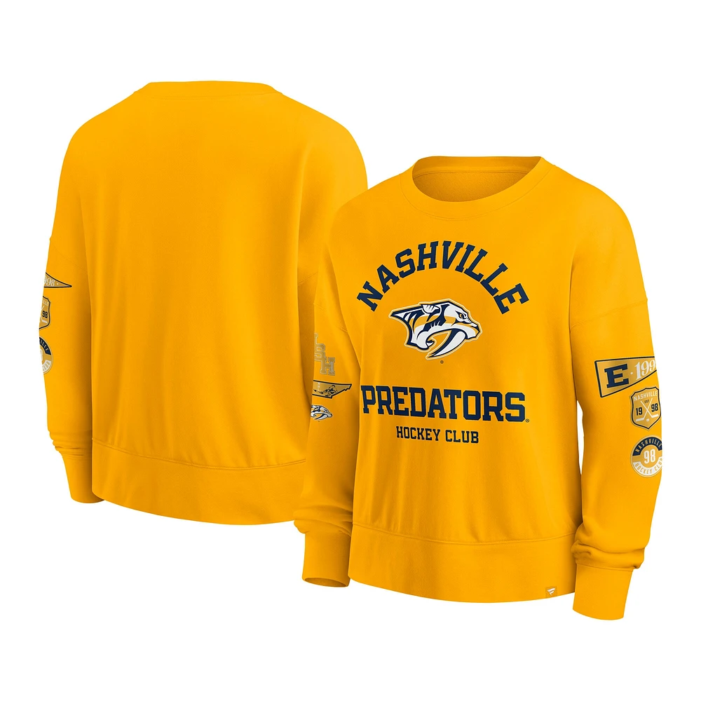 Women's Fanatics Gold Nashville Predators Go Team Pullover Sweatshirt