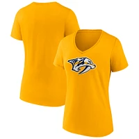 T-shirt à col en V avec logo principal de l'équipe des Predators Nashville Fanatics Gold pour femmes