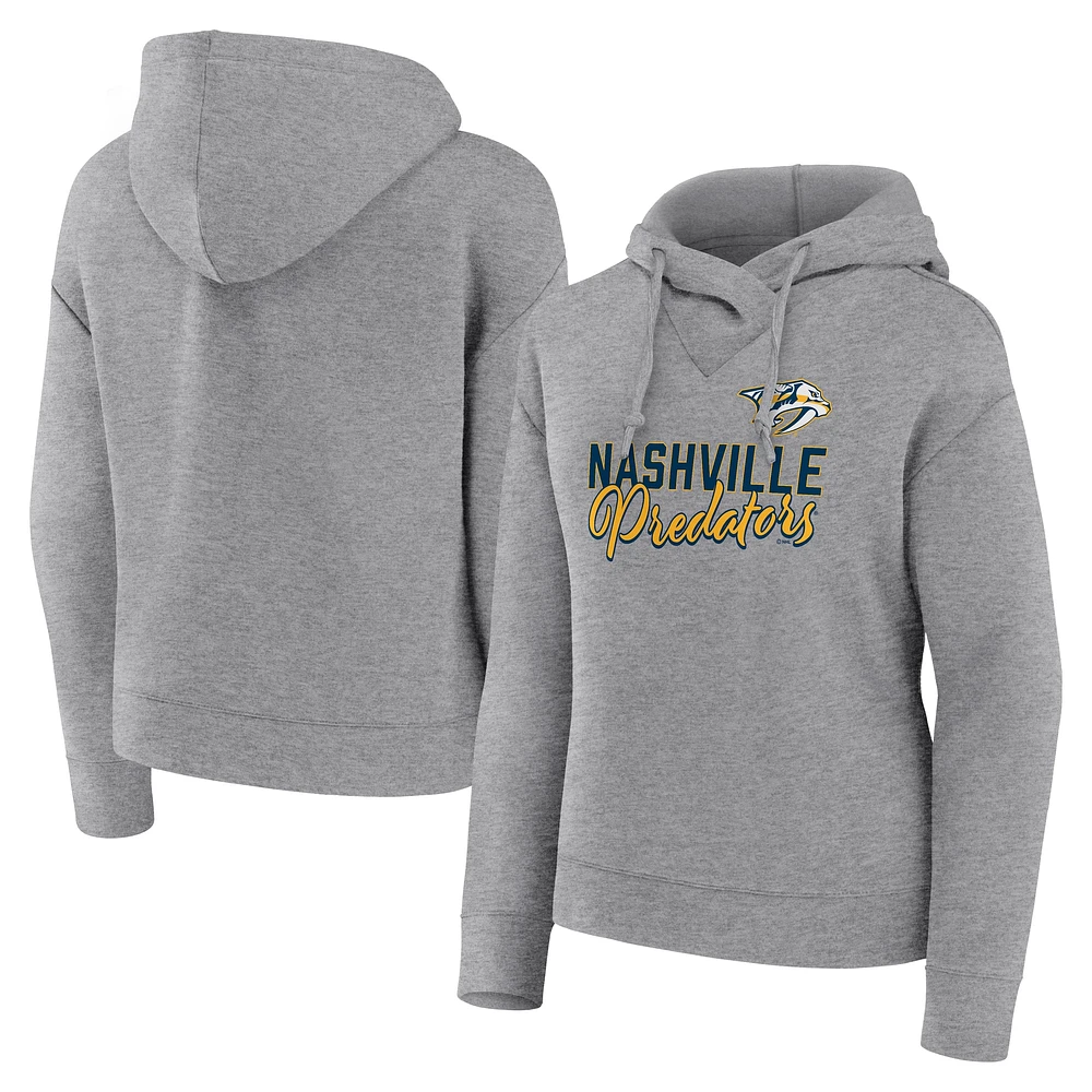 Sweat à capuche Fanatics Heather Grey Nashville Predators Script Favorite pour femmes