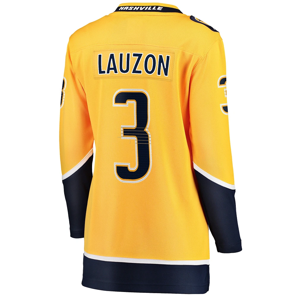 Maillot de joueur échappé à domicile Fanatics Jeremy Lauzon doré des Predators Nashville pour femmes