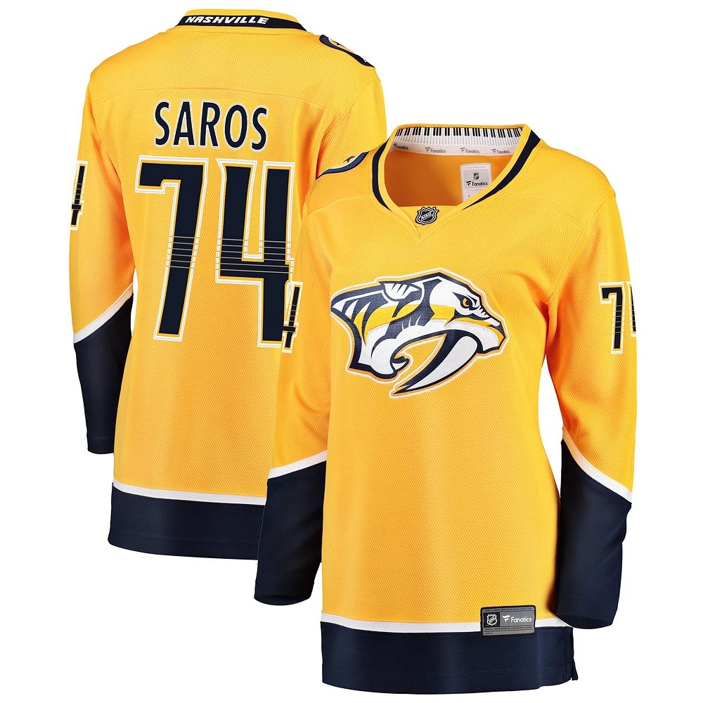 Women's Fanatics Juuse Saros Gold Nashville Predators Breakaway Player Jersey