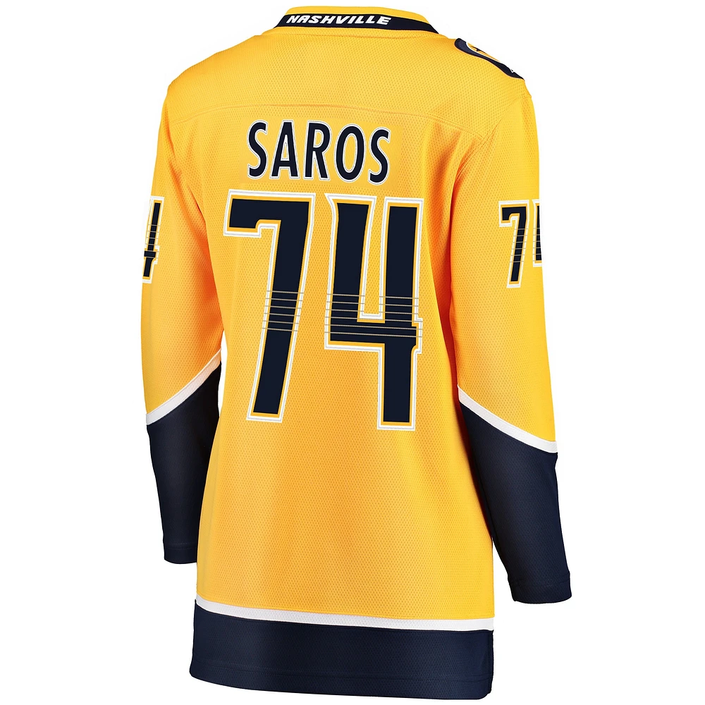 Women's Fanatics Juuse Saros Gold Nashville Predators Breakaway Player Jersey