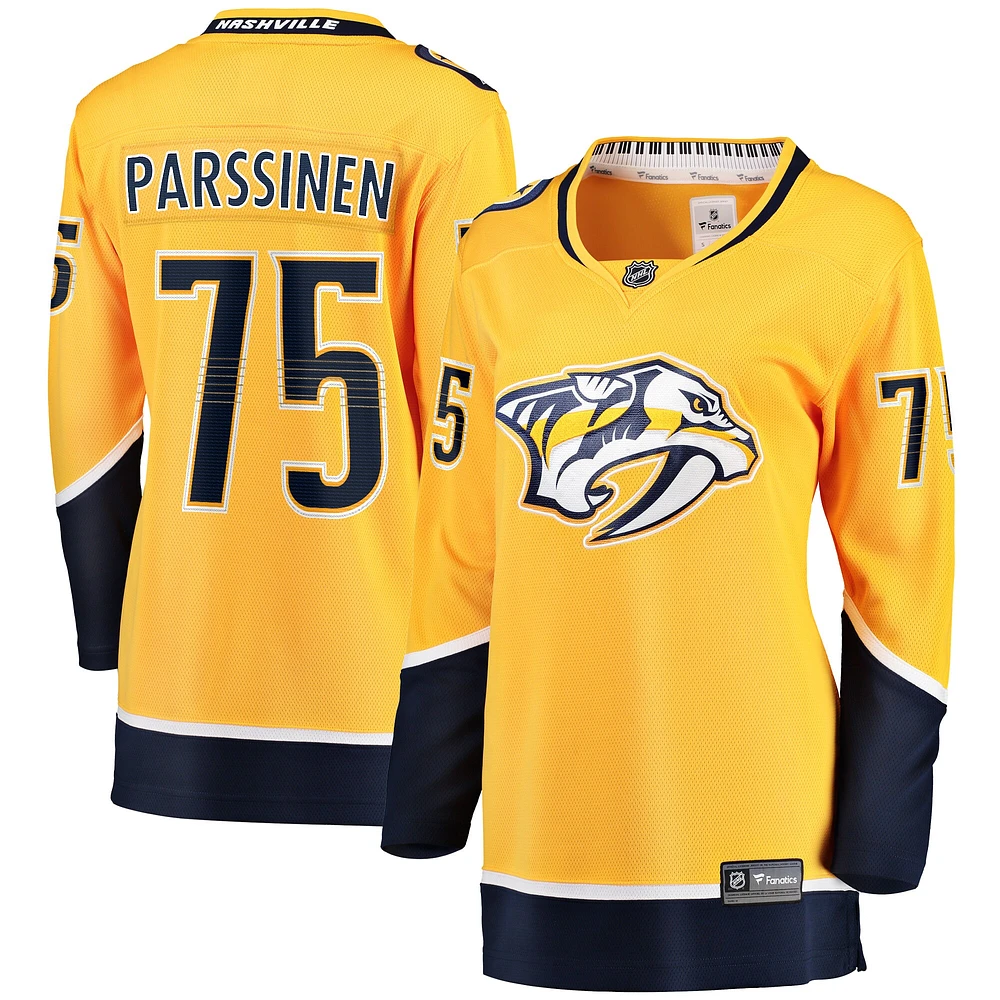 Maillot de joueur échappé à domicile Fanatics Juuso Parssinen Gold Nashville Predators pour femmes