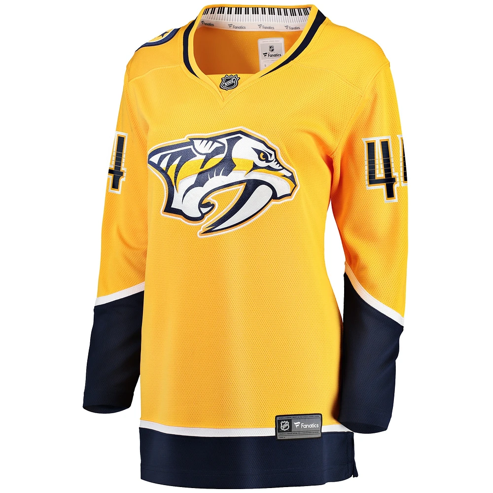 Maillot de joueur échappé à domicile Fanatics Kiefer Sherwood Gold Nashville Predators pour femmes