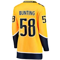Maillot Michael Bunting Gold des Predators de Nashville pour femmes, équipe d'échappée à domicile