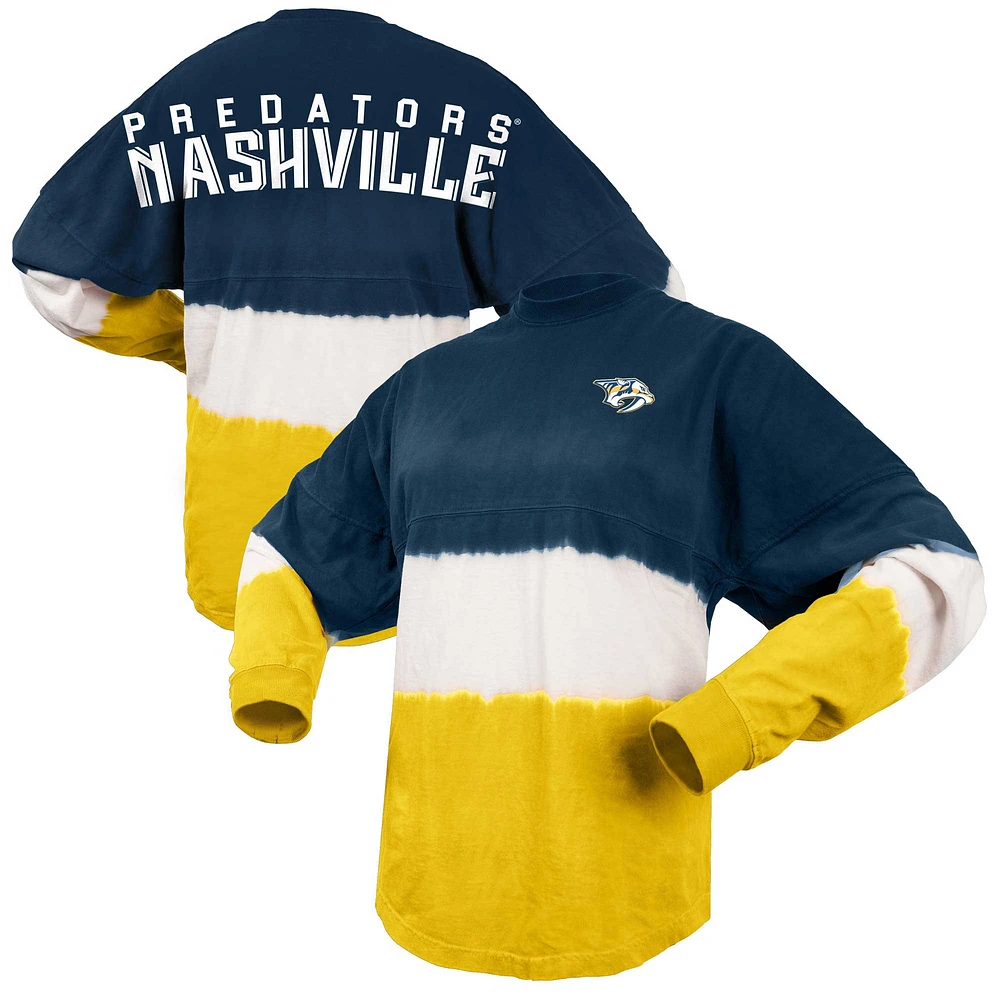 Women's Fanatics Navy/Gold Nashville Predators Ombre Long Sleeve T-Shirt