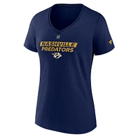 T-shirt à col en V Authentic Pro Core pour femme Fanatics bleu marine Nashville Predators