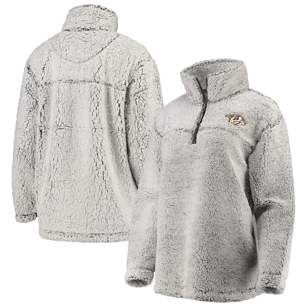 veste G-III 4Her by Carl Banks grise pour femme Nashville Predators Sherpa à fermeture éclair quart de