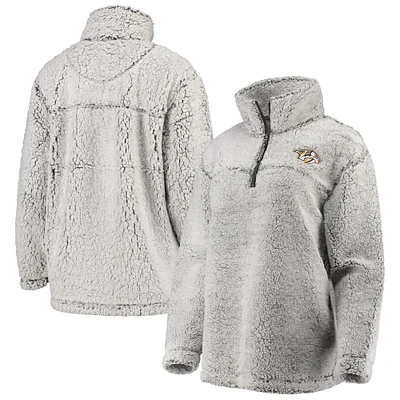 veste G-III 4Her by Carl Banks grise pour femme Nashville Predators Sherpa à fermeture éclair quart de