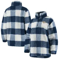 Nashville Predators G-III 4Her by Carl Banks Women's Plaid Sherpa Quarter-Zip Jacket - Navy/White