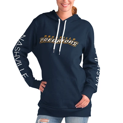 Sweat à capuche en prolongation pour femmes G-III 4Her par Carl Banks, bleu marine, Nashville Predators