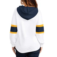 T-shirt à capuche manches longues et lacets G-III 4Her par Carl Banks pour femmes, blanc/bleu marine, Nashville Predators Goal Zone