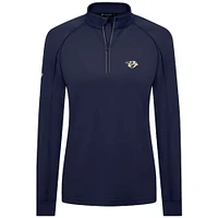 Haut à glissière quart de tour Kinetic Insignia Core Raglan bleu marine pour femme Levelwear Nashville Predators