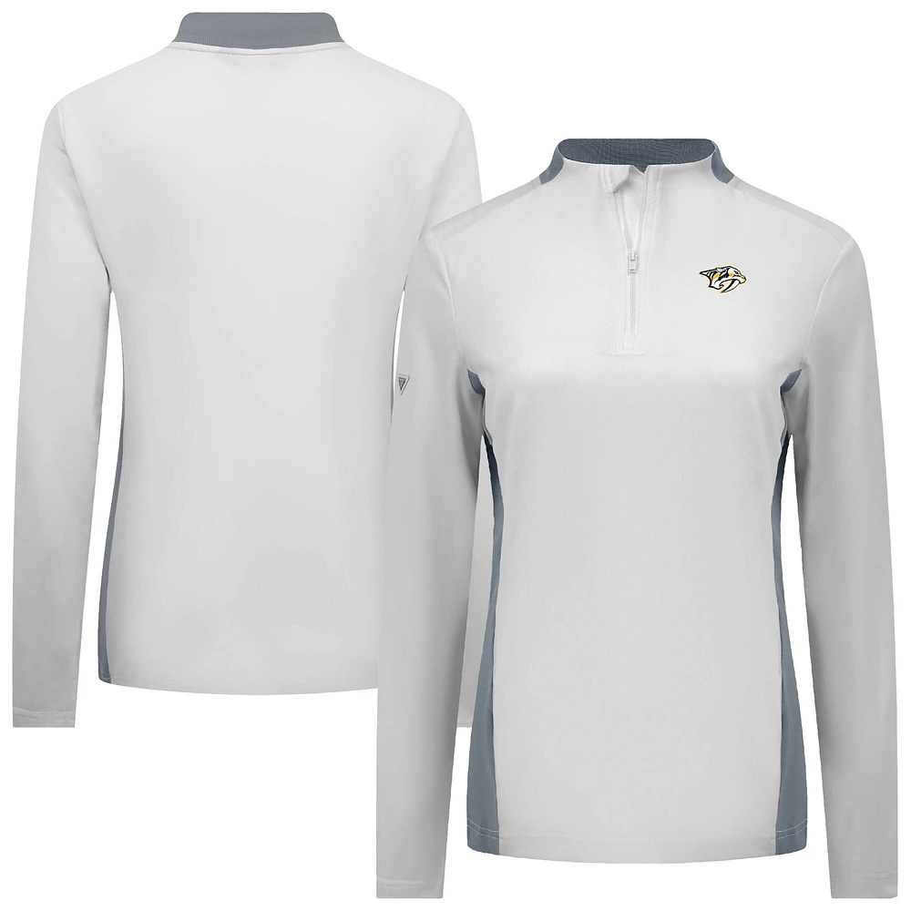 Women's Levelwear White Nashville Predators Moxie Insignia Core Quarter-Zip Top