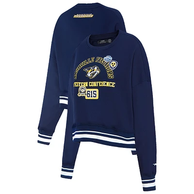 Women's Pro Standard  Navy Nashville Predators Area Code Cropped Pullover Sweatshirt