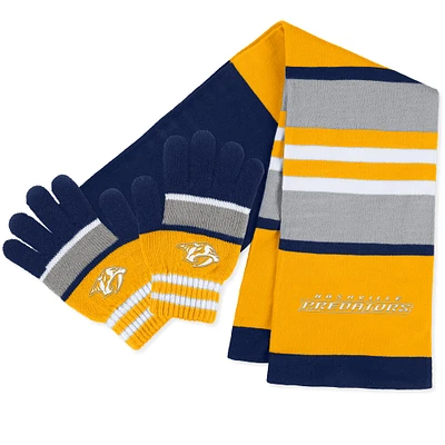 Women's WEAR by Erin Andrews Nashville Predators Stripe Glove & Scarf Set