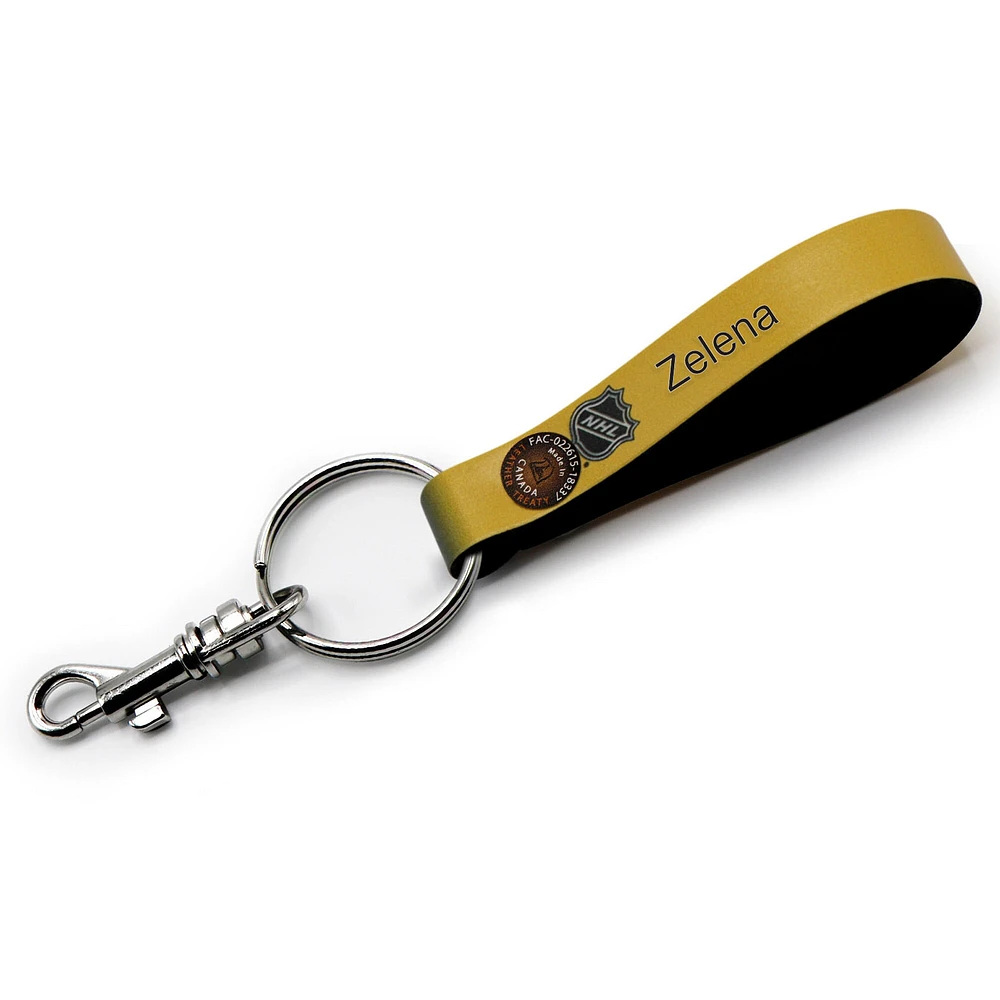 Yellow Nashville Predators Personalized Leather Loop Keychain