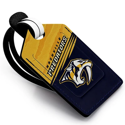 Yellow Nashville Predators Personalized Leather Luggage Tag