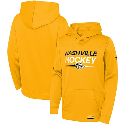 Youth Fanatics Gold Nashville Predators Authentic Pro Pullover Hoodie