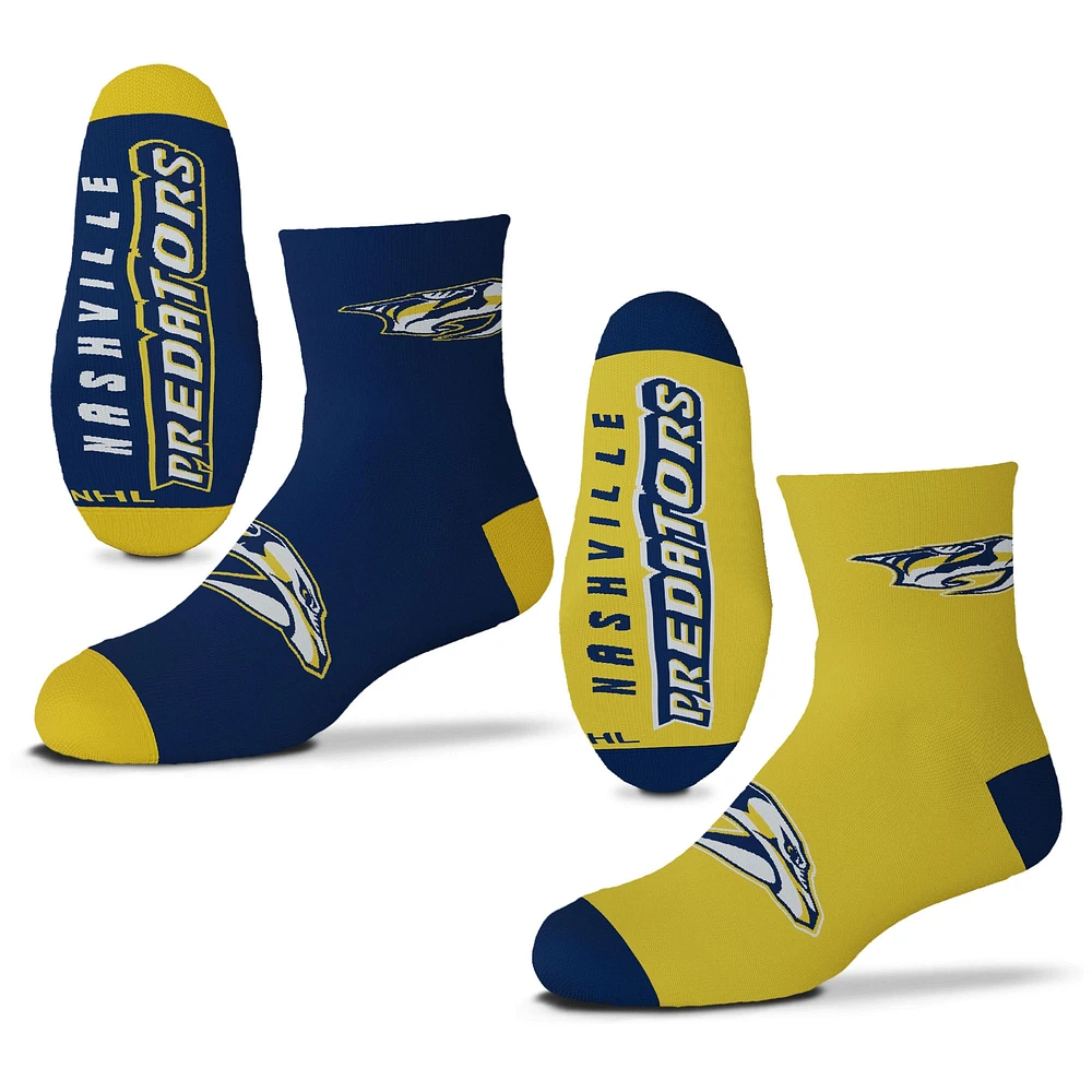 Youth For Bare Feet Nashville Predators Lot de deux paires de chaussettes d'équipe quart de longueur