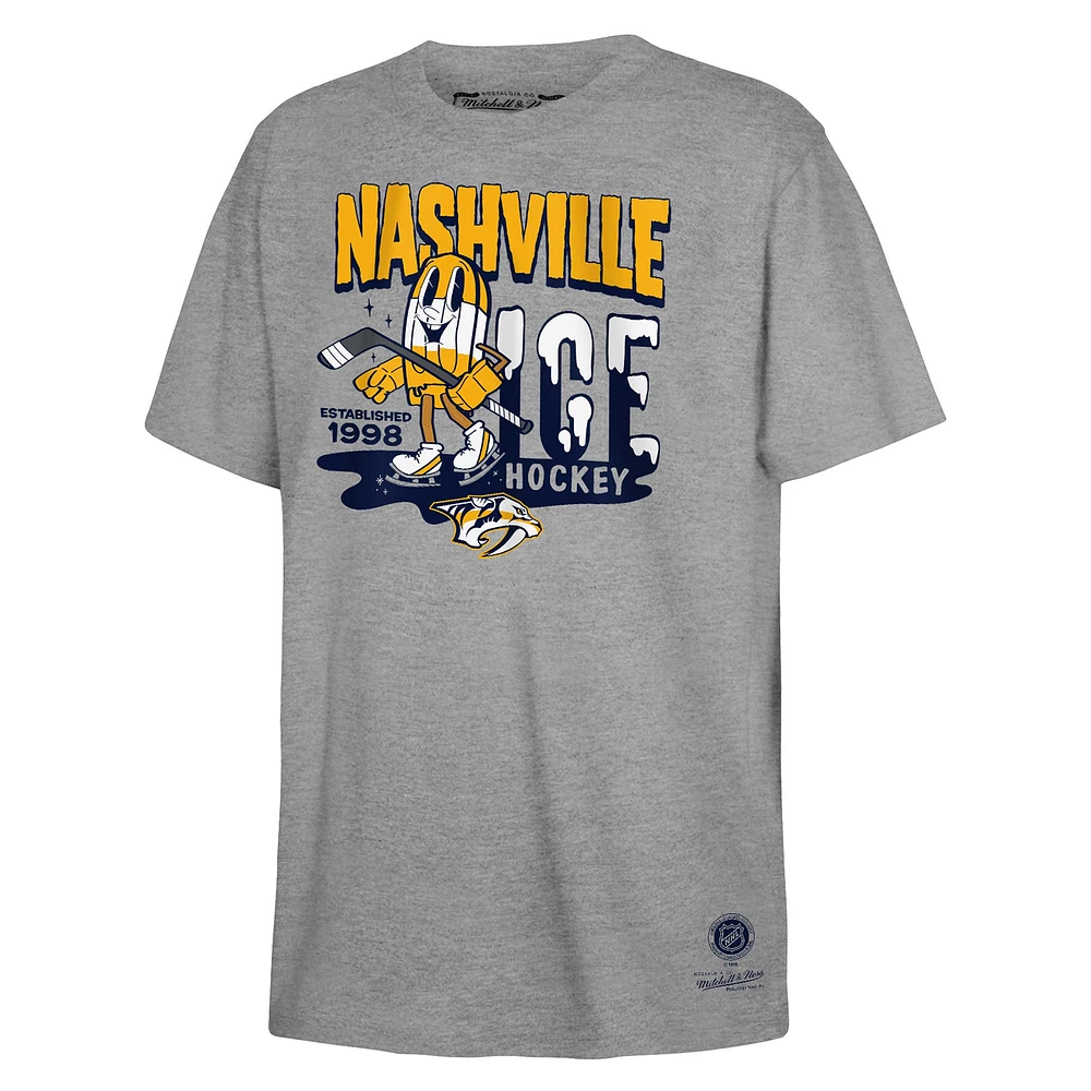 Youth Mitchell & Ness Gray Nashville Predators Popsicle T-Shirt