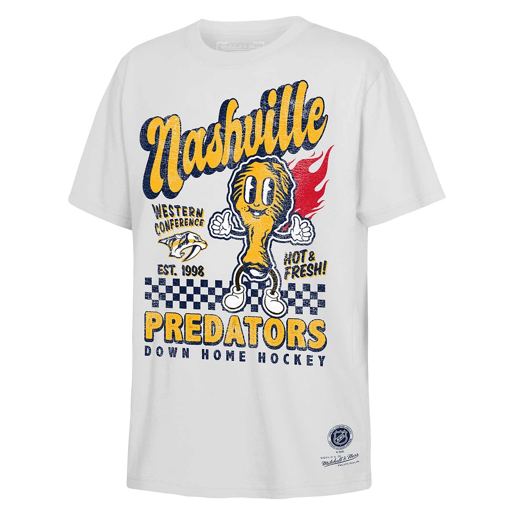 T-shirt blanc avec stand de concession des Predators Nashville Mitchell & Ness pour jeunes