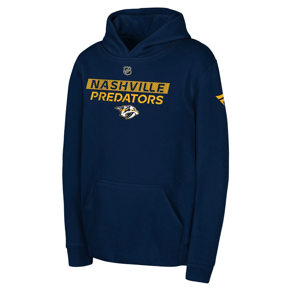 Youth Navy Nashville Predators Authentic Pro Wordmark Fleece Pullover Hoodie