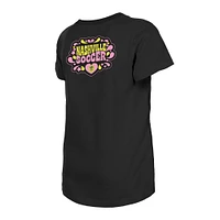 Girls Youth New Era Black Nashville SC Bubble Heart T-Shirt