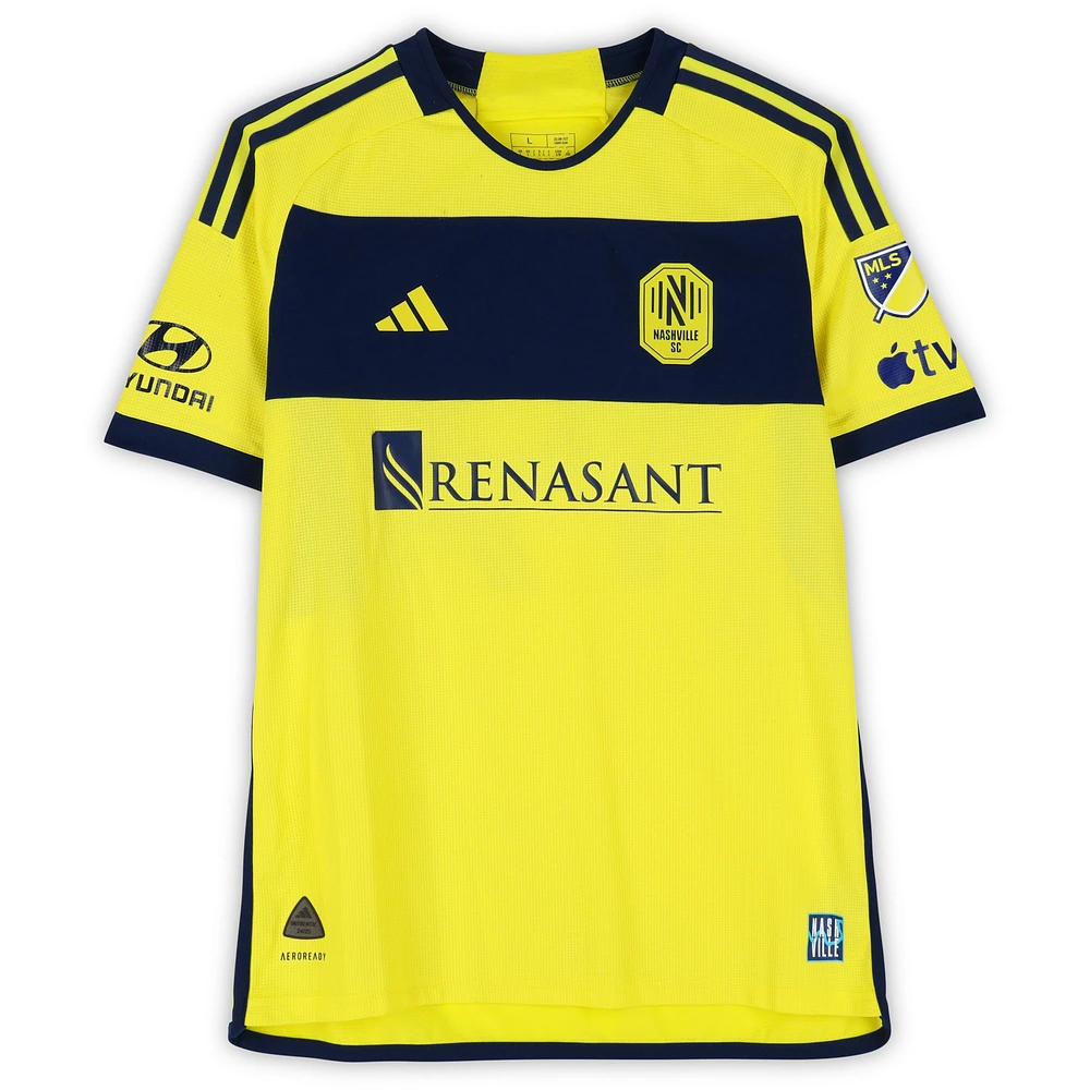 Josh Bauer Nashville SC Autographed Match-Used #22 Yellow adidas Jersey from the 2024 MLS Season - Size L