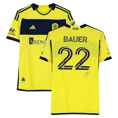 Josh Bauer Nashville SC Autographed Match-Used #22 Yellow adidas Jersey from the 2024 MLS Season - Size L