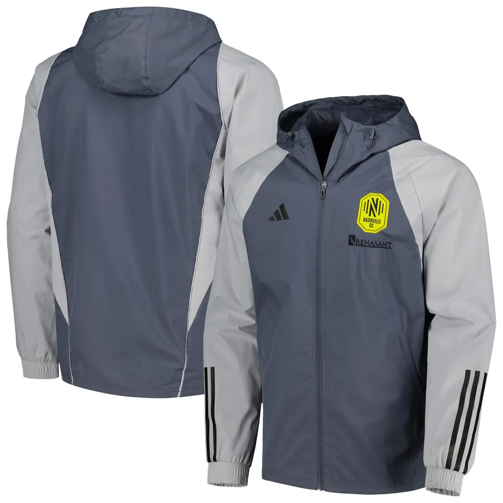 Men's adidas Charcoal Nashville SC All-Weather Raglan Hoodie Full-Zip Jacket