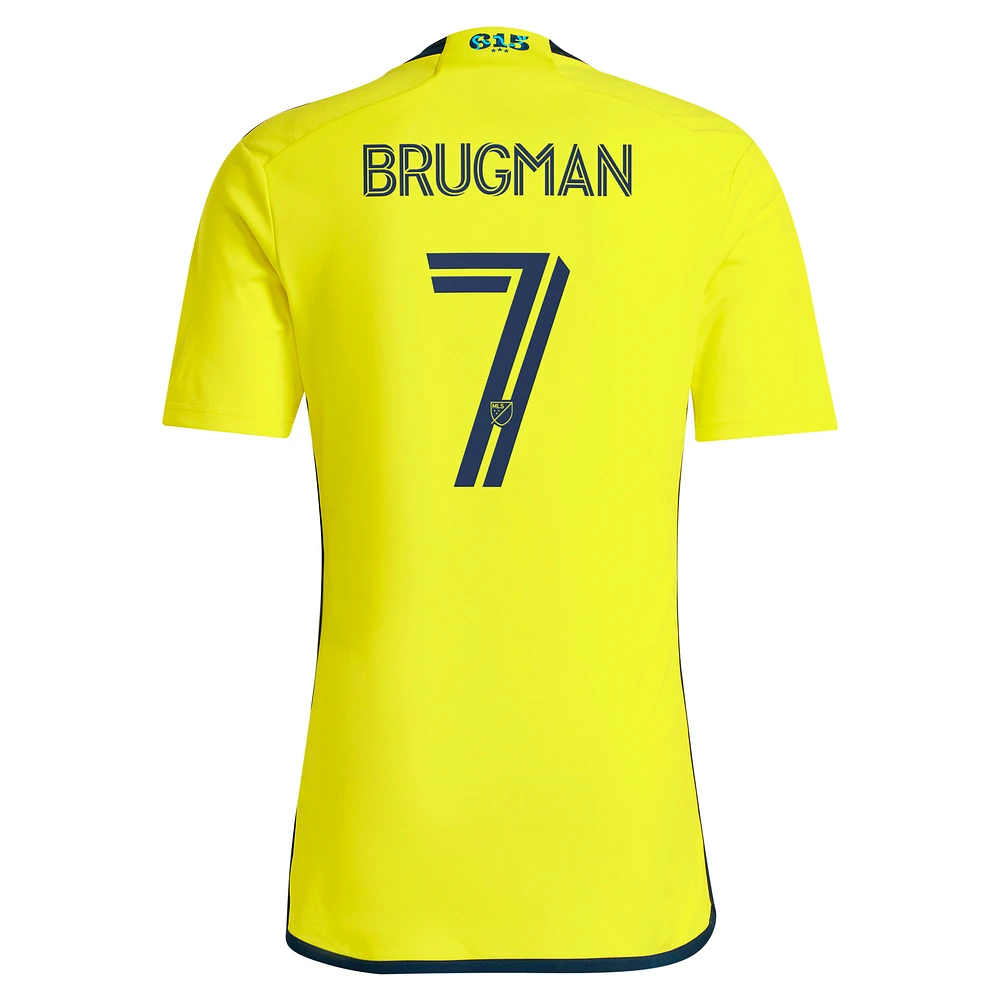 Maillot réplique du joueur adidas Gastón Brugman pour homme, jaune, Nashville SC 2024 The 615 Kit