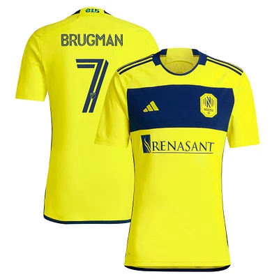 Maillot réplique du joueur adidas Gastón Brugman pour homme, jaune, Nashville SC 2024 The 615 Kit