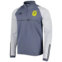 Men's adidas Gray Nashville SC 2023 On-Field AEROREADY Quarter-Zip Training Top