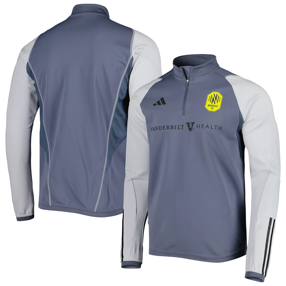 Men's adidas Gray Nashville SC 2023 On-Field AEROREADY Quarter-Zip Training Top