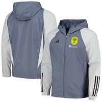 Veste adidas grise Nashville SC 2024 toutes saisons entièrement zippée pour homme