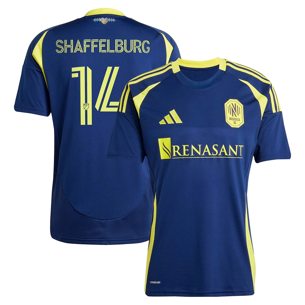 Men's adidas Jacob Shaffelburg Navy Nashville SC 2025 The Heart of Kit Replica Player Jersey